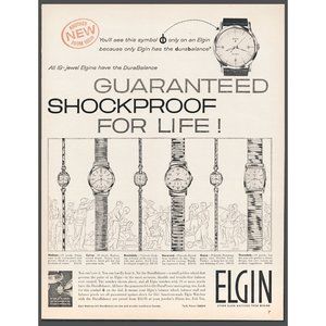 1959 Elgin Watch Vintage Print Ad Culver Norwood Thorndale Grace Nadeen Wall Art